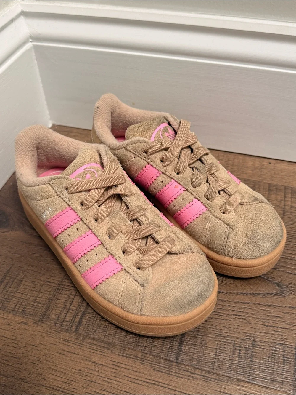 Adidas Campus Originals Girls Sneakers  Tan Pink size 11